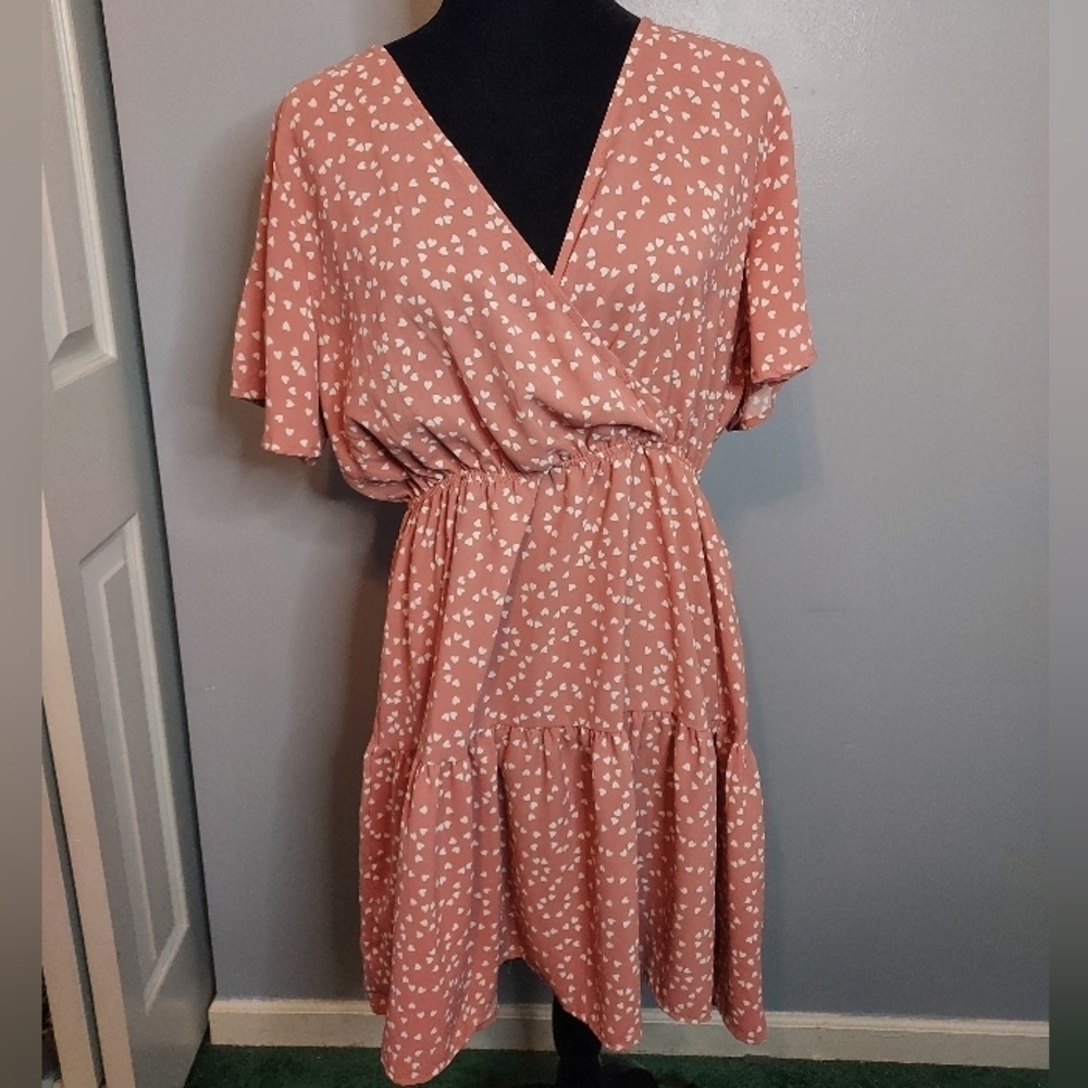 Shein Curve 1Xl Plus Heart Print Smock Dress